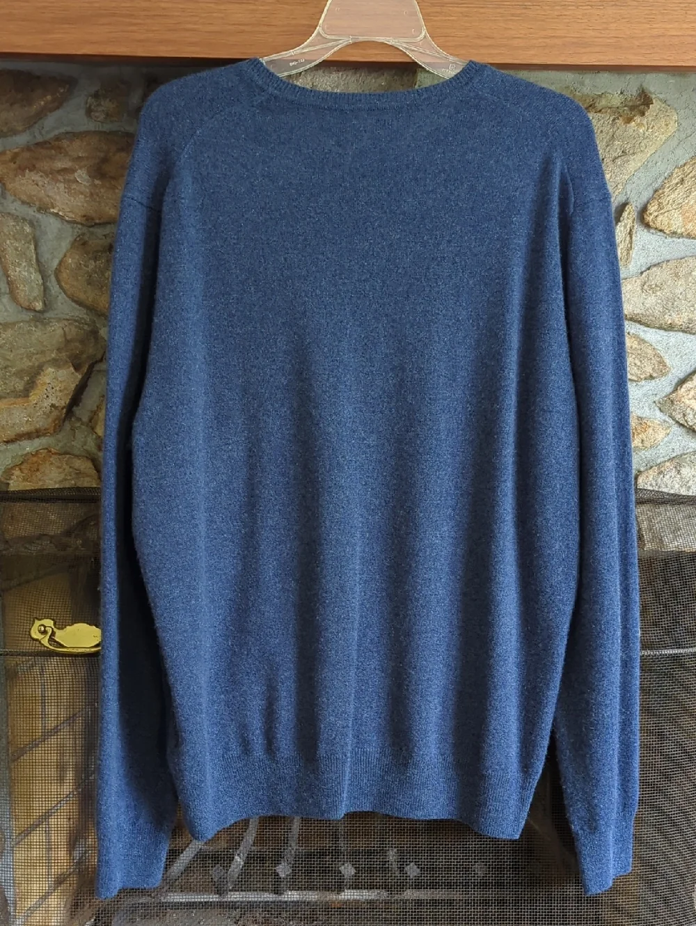 Black Brown 1826 2 Ply Blue Cashmere Crewneck Sweater